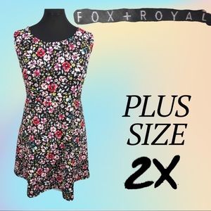 Floral Fox + Royal A Line Stretchy Dress 2X